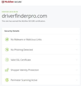 driverfinder mcafee verified