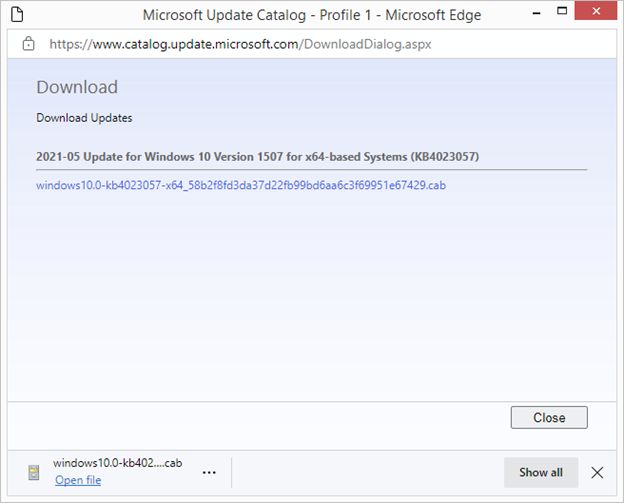 windows update catalog file