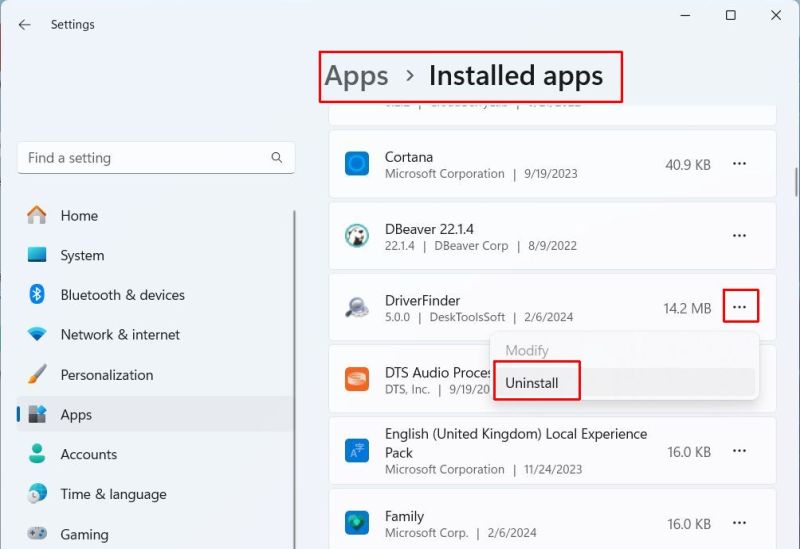 Windows 11 Apps Uninstall