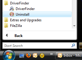 Start DriverFinder Uninstall